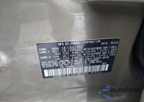 2022 Subaru Ascent Limited z USA, uszkodzony, nr VIN 4S4WMAPD6N3449973